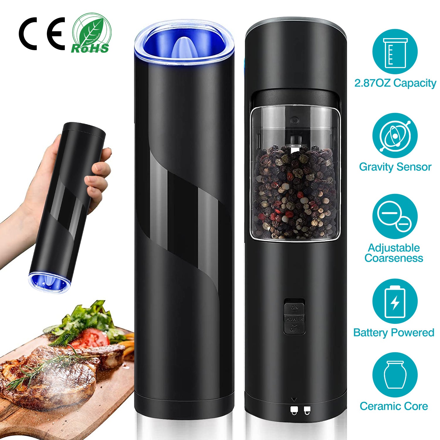 Electric Salt And Pepper Grinder Automatic Gravity Sensor