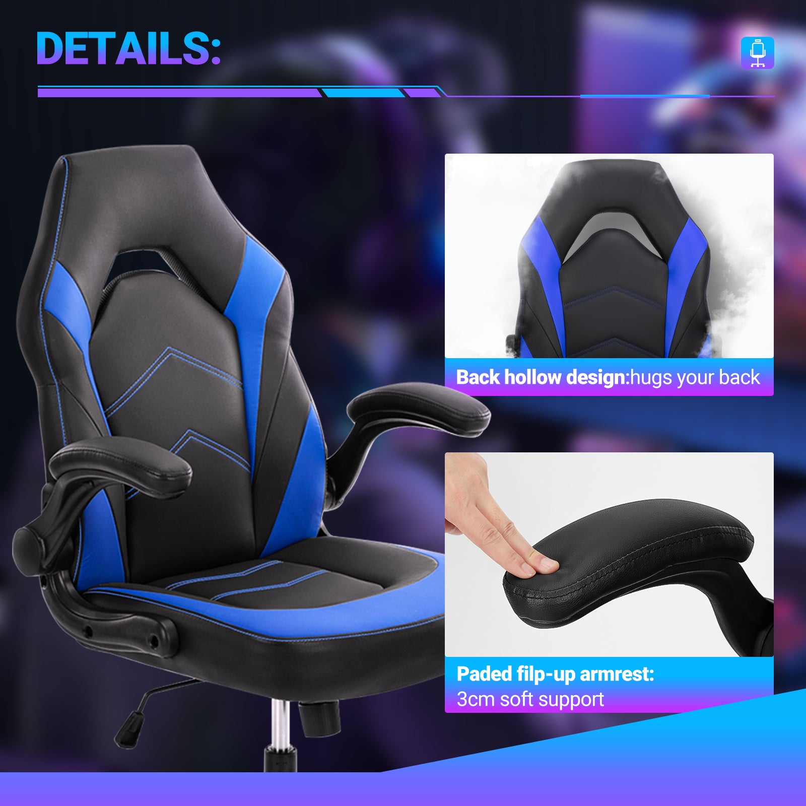 Leather Ergonomic Office Chair Swivel Computer Gaming Chair With Lumbar Support