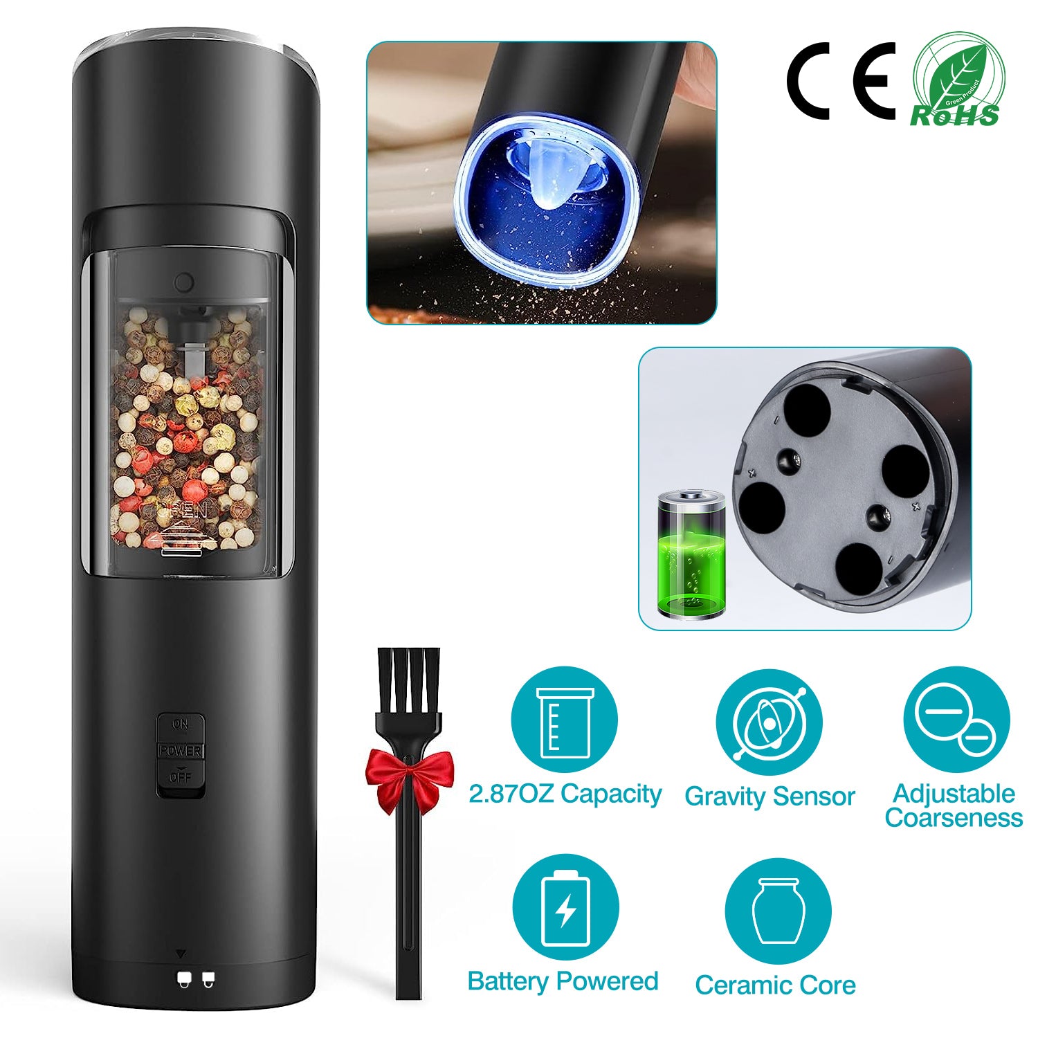 Electric Salt And Pepper Grinder Automatic Gravity Sensor