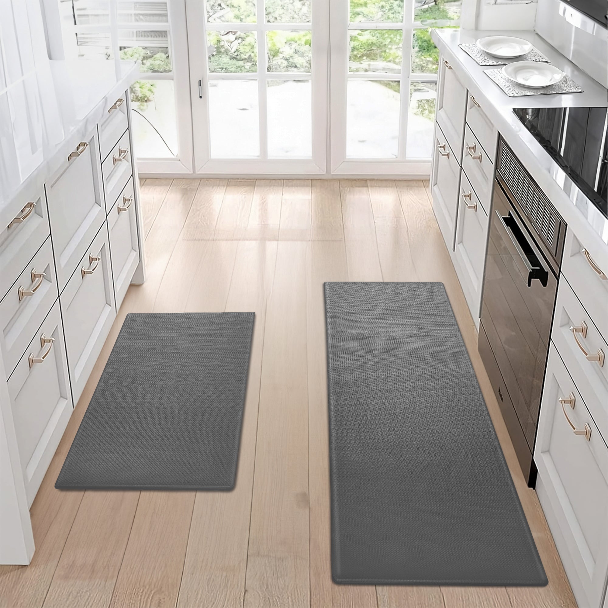 Non-Slip Waterproof Kitchen Floor Mats (2-Piece Set) – Easy-Clean, Durable & Comfortable for Home Kitchen