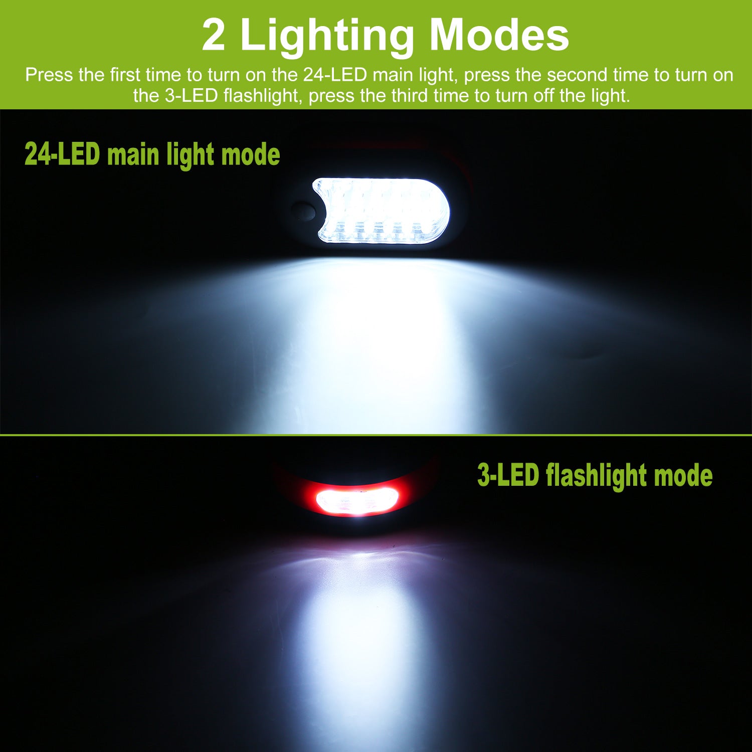 Magnetic LED Work Light With Hook Compact Flashlight For Camping Hiking Emergency