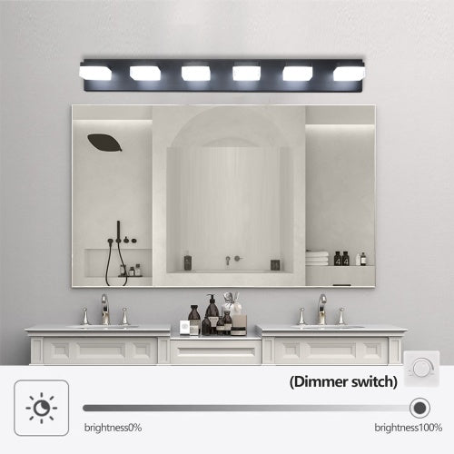 Modern 6 Lights Black LED Makeup Mirror Fixtures For Bathroom