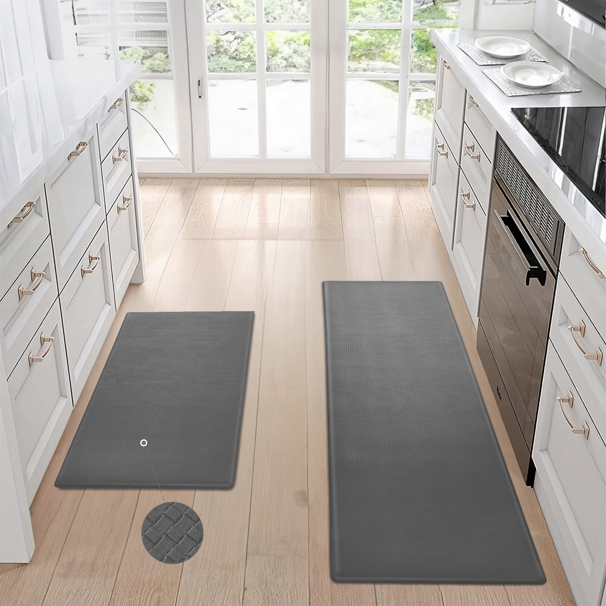 Non-Slip Waterproof Kitchen Floor Mats (2-Piece Set) – Easy-Clean, Durable & Comfortable for Home Kitchen