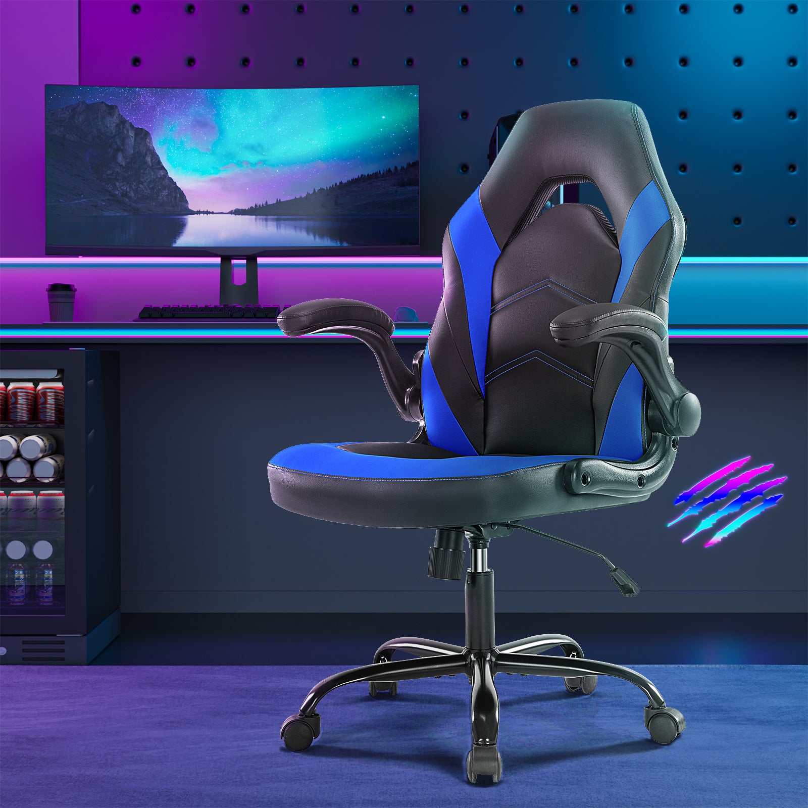 Leather Ergonomic Office Chair Swivel Computer Gaming Chair With Lumbar Support