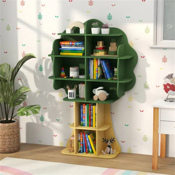 Green Kids Bookcase Shelf Toy Storage Organizer With Open Storage Shelves