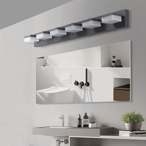 Modern 6 Lights Black LED Makeup Mirror Fixtures For Bathroom